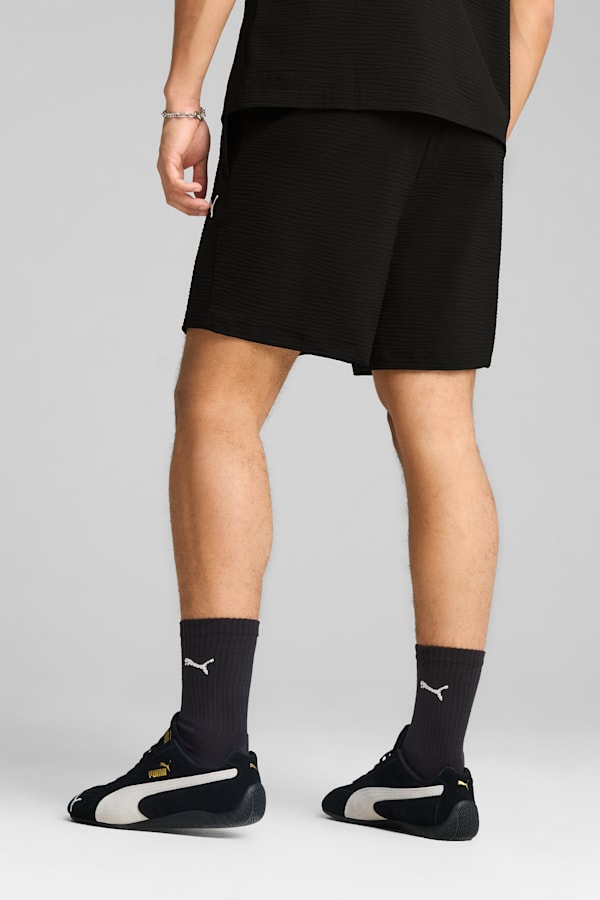 WARDROBE Essentials Seersucker Relaxed Shorts 6" Men, PUMA Black, extralarge